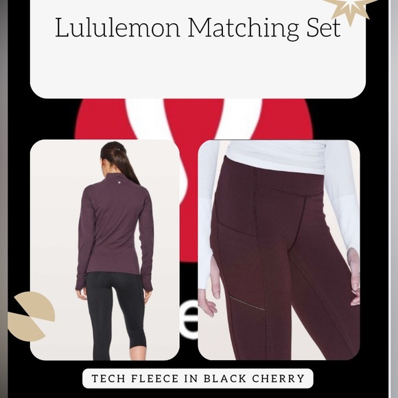 Lululemon Toasty Tech Fleece Qtr Zip AND Speed Tech Brushed Tights Matching Set - Picture 1 of 9